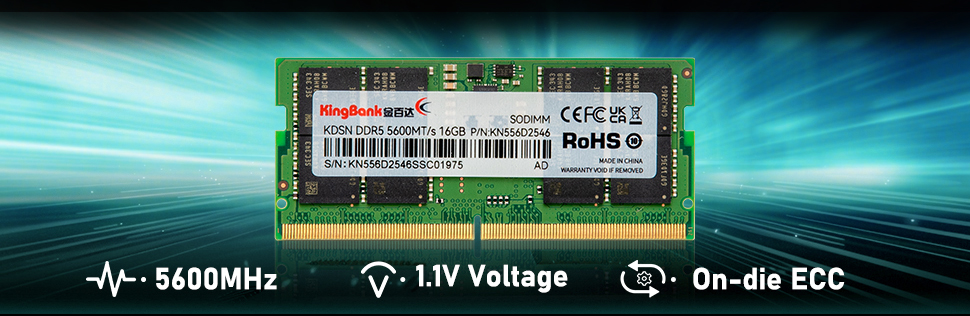 Kingbank 16GB 262-Pin DDR5 SO-DIMM DDR5 5600 (PC5 44800) Laptop Memory