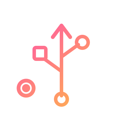 USB symbol with a record ring