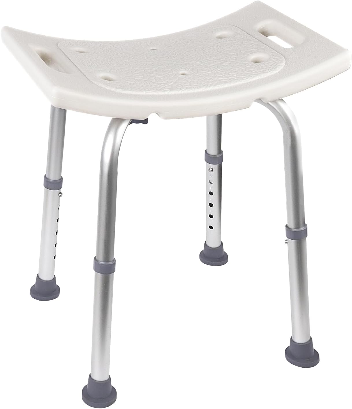Adjustable aluminum legs with non-slip rubber feet for shower stool