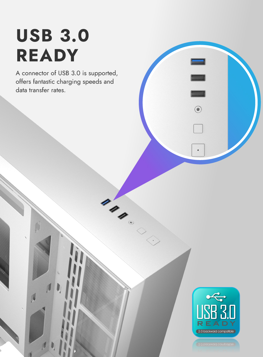 darkFlash TH285,ATX Mid-Tower Gaming Case,Triple-Sided Tempered Glass, 4× Pre-Installed Fans