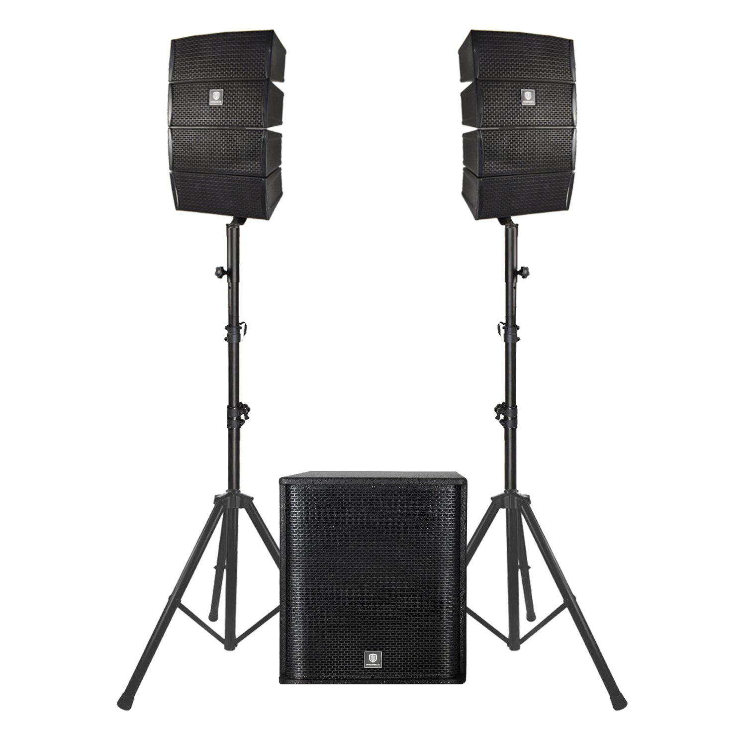  PRORECK Club 3000 12-Inch 4000w DJ Powered PA Speaker System  Combo Set with Bluetooth USB Drive Read Function SD Card Remote Control,Two  subwoofers and 8 line Array Speakers Set for Church