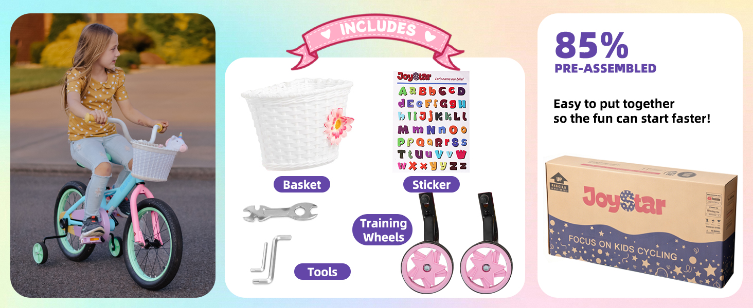 kids bike kids bicycle boys girls children training wheels basket gift