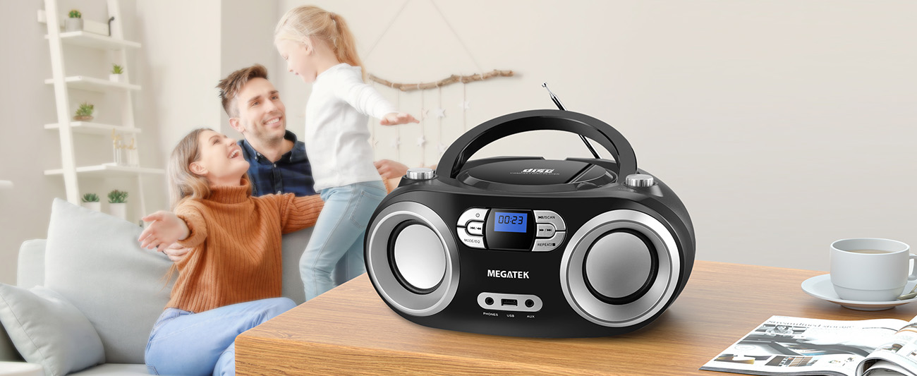 MEGATEK CB-M25BT Portable CD Player Boombox with FM Radio