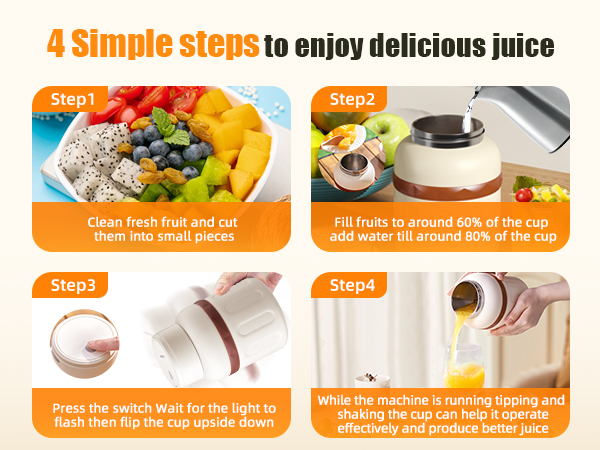 Enjoy delicious juice in just 4 steps