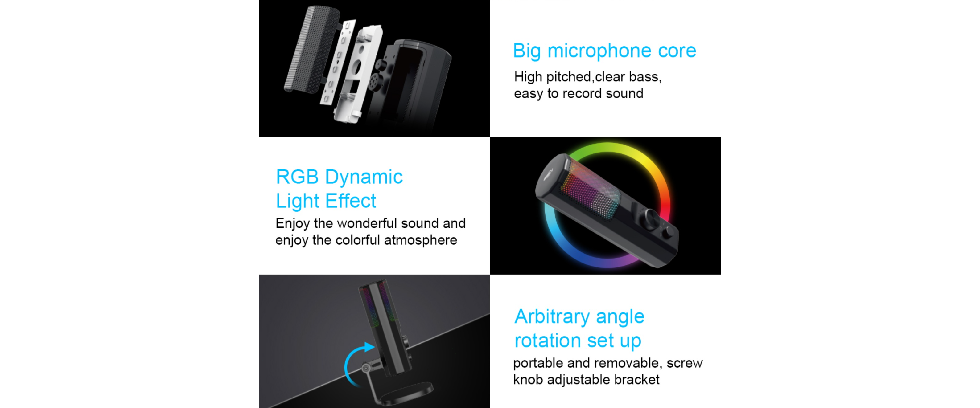 Large Mic Core, RGB Dynamic Light, Adjustable Bracket