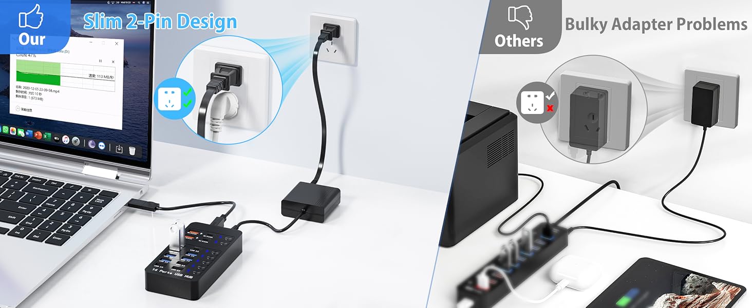 Space-Saving Power Adapter - Fits Any Outlet!