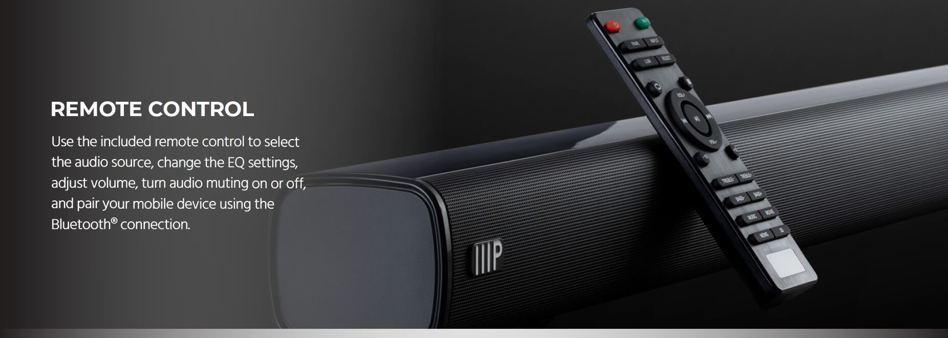 SB-100 2.1-ch 36in Soundbar with Built-In Subwoofer, Bluetooth, Optical Input, and Remote Control