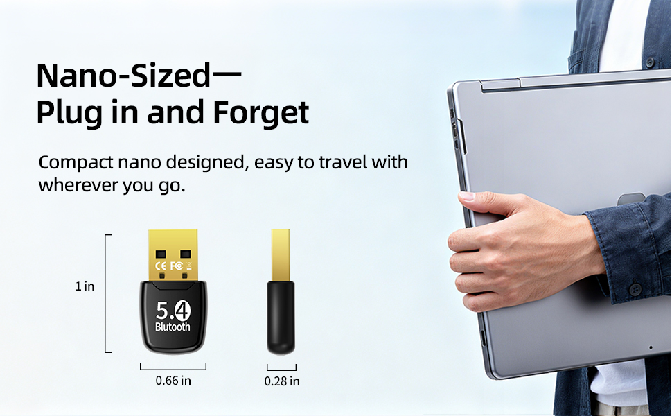USB Bluetooth Adapter for PC Bluetooth 5.4 Dongle Receiver, Plug & Play Bluetooth 5.4 Adapter