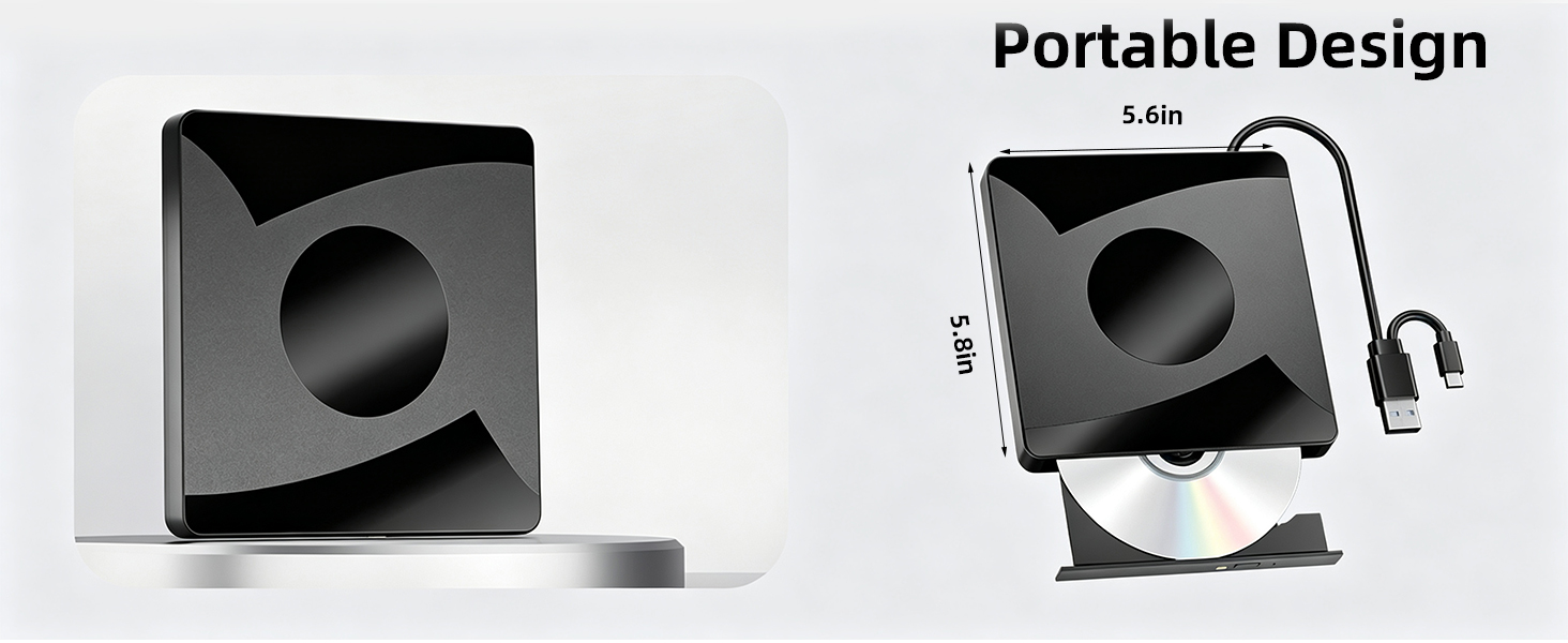 External Blu Ray Drive for Laptops, USB 3.0 DVD Drive, Support 3D Playback Bluray Burner Type-C Exte