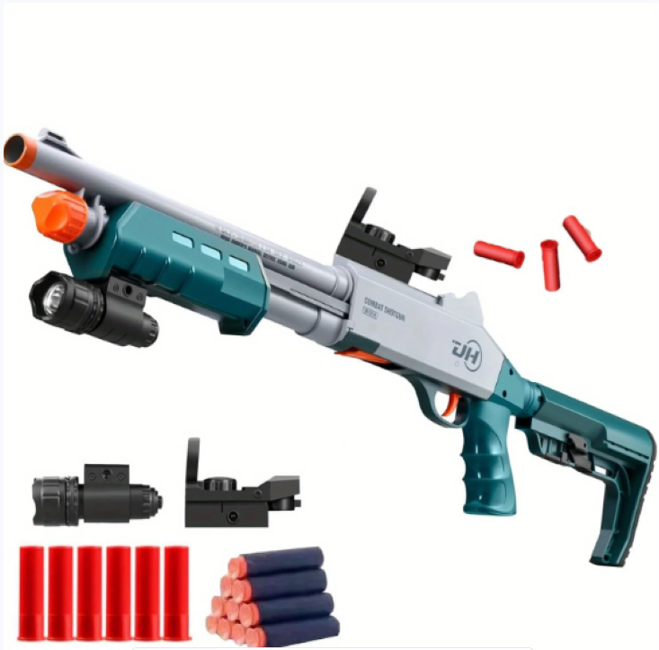 Shotgun Model Toy Manual Loading Foam Toy Gun Shell Projectile Soft Bullet Design, Suitable for Outd