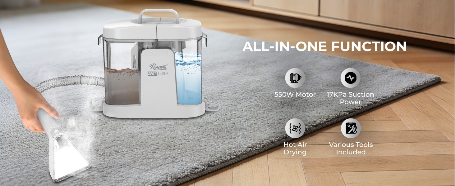 Rosewill Multi-Purpose Portable Carpet and Upholstery Spot Cleaner - White