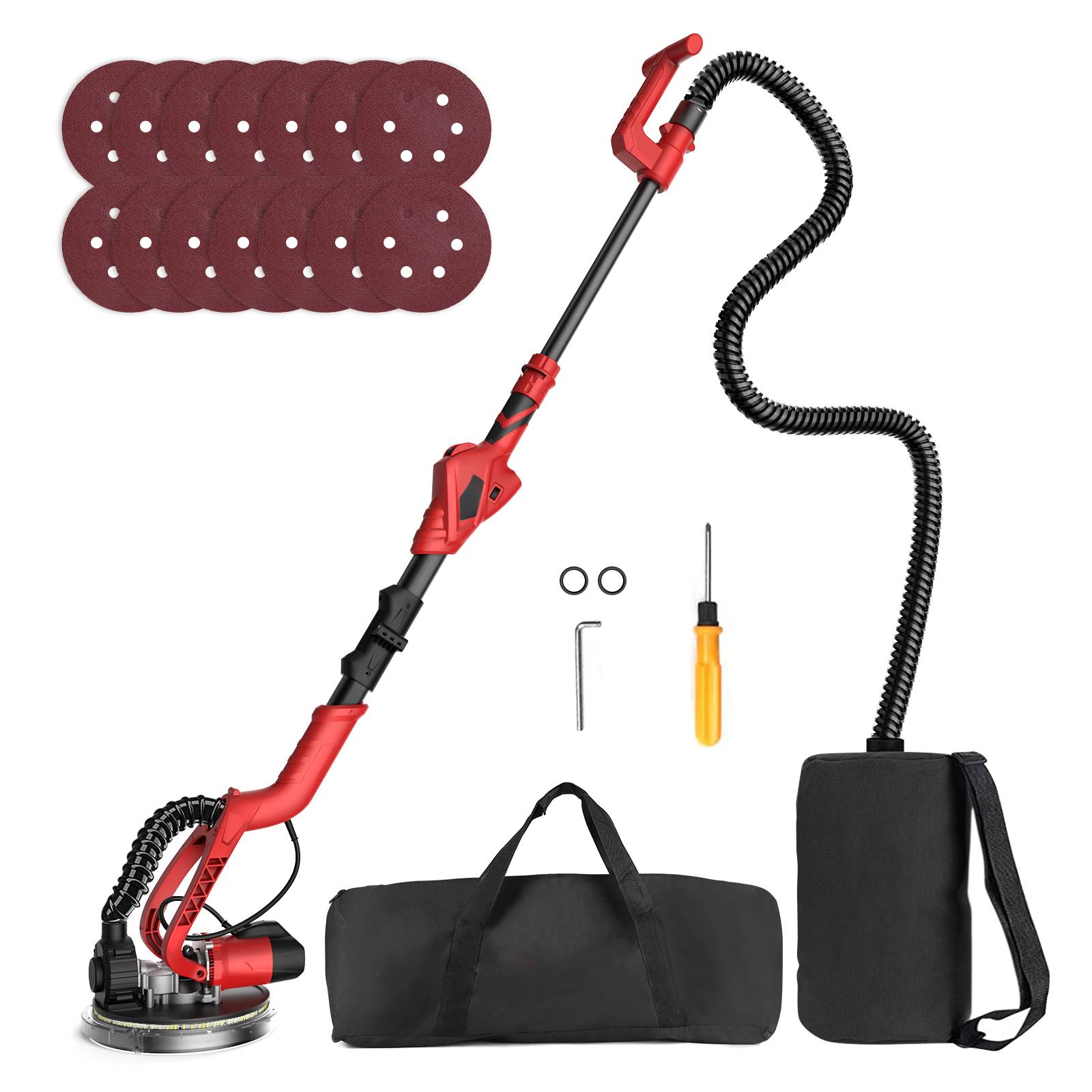 Meterk 710W Wall Sander Drywall Sande 6 Variable Speed, 1000-1850rpm Electric Drywall Sander with LED Light, Foldable Handle and Carrying Bag