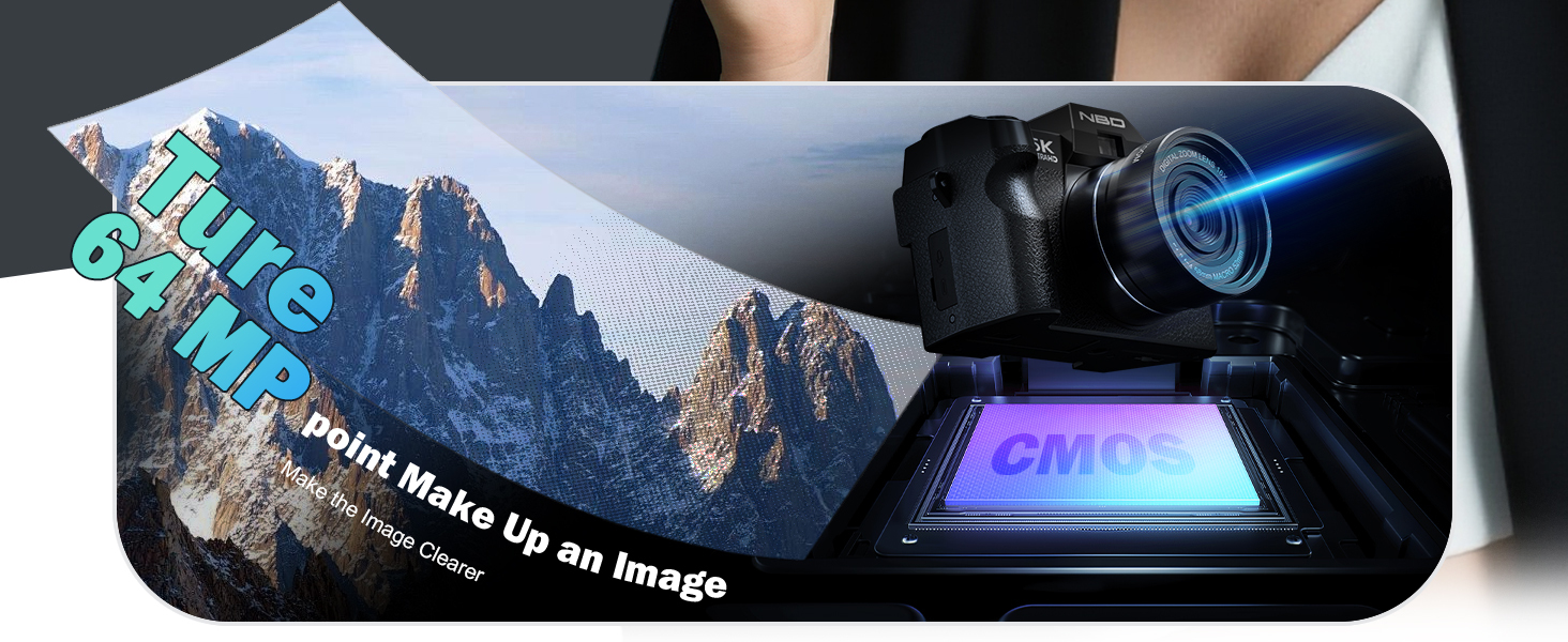 64MP CMOS sensor digital camera for sharp mountain landscape photography