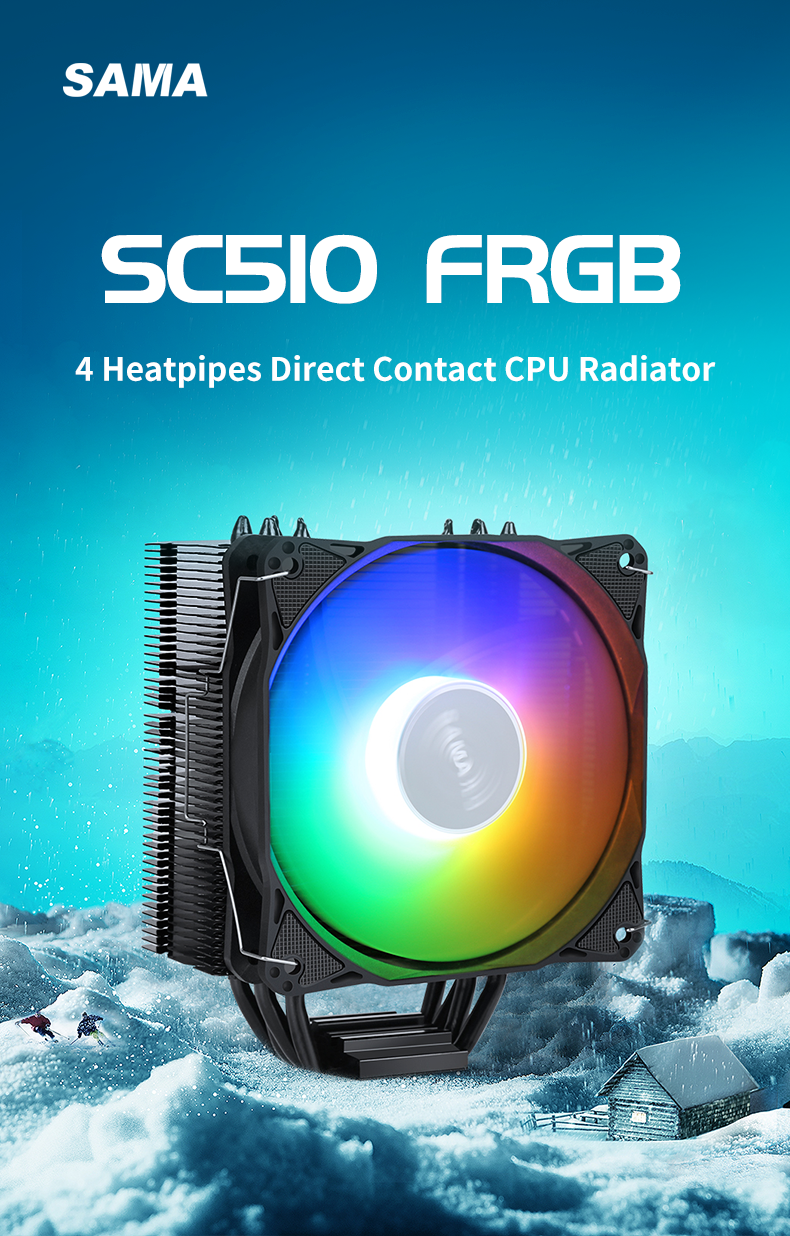 SAMA SC510 RGB 12cm CPU Air Cooler with 4 Copper Heat Pipes Silent PWM ...