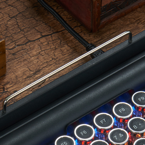 The keyboard comes with its own phone holder for easy access at all times