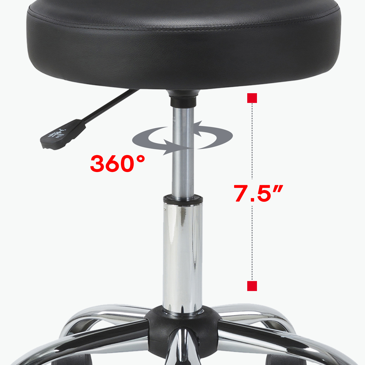 Round Rolling Stool Swivel with Wheels Adjustable Height