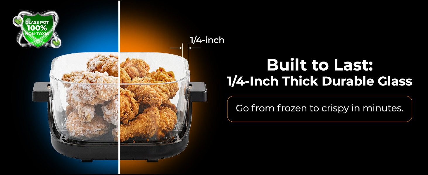 Rosewill 8-in-1 Portable Glass Air Fryer - Black