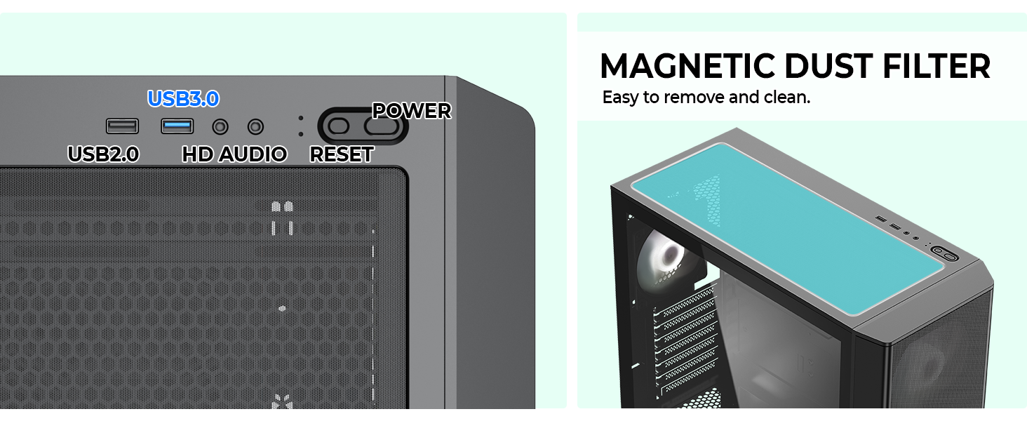 Mesh front airflow, 4x ARGB fans, built-in 700W 80+ PSU, 360mm radiator support, and ATX/Micro-ATX/M
