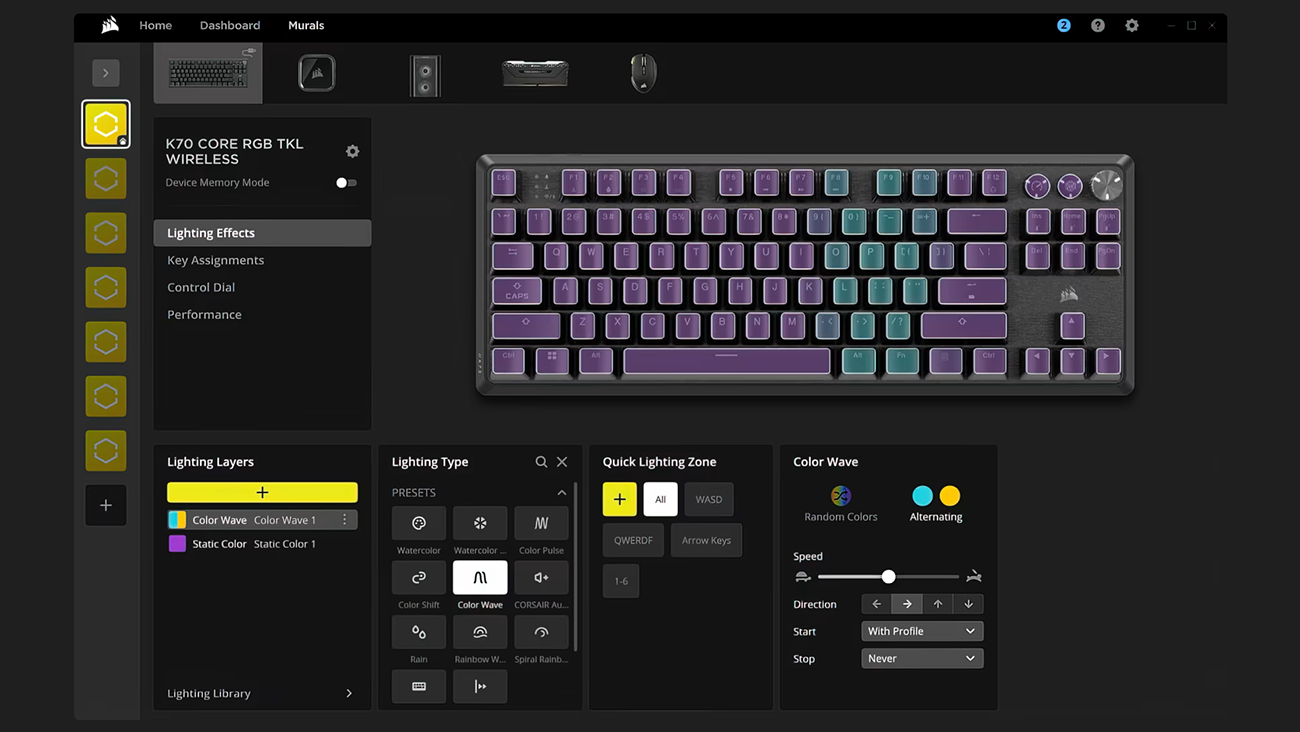 Corsair K70 CORE TKL Wireless RGB Mechanical Gaming Keyboard