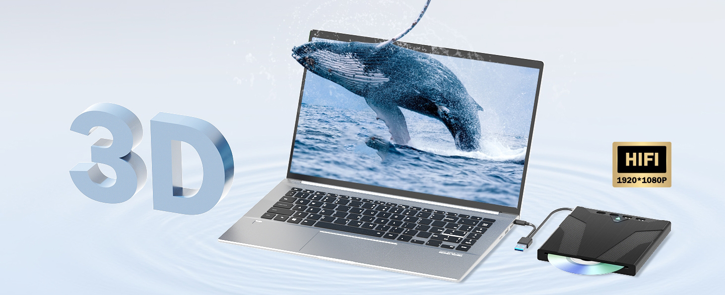 7-in-1 External Blu ray drive adopts a suction type design, which can be plugged in and quickly read