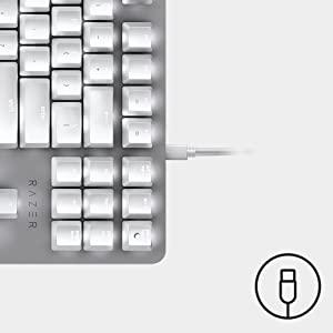 Razer BlackWidow Lite TKL Tenkeyless Mechanical Keyboard : Orange Key  Switches - Tactile & Silent - White Individual Key Lighting - Compact Design  - Detachable Cable - Mercury White 