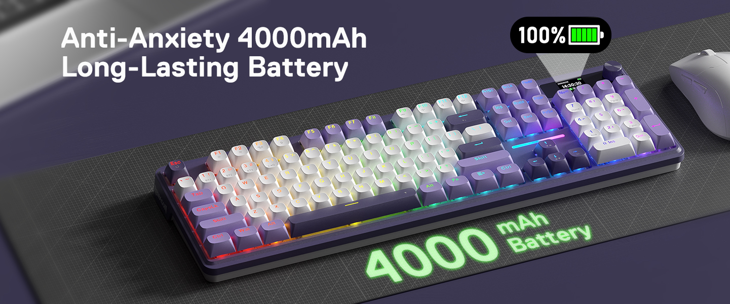 Redragon K762 PRO Wireless 104-Key Gasket Gaming Keyboard, Screen & Knob