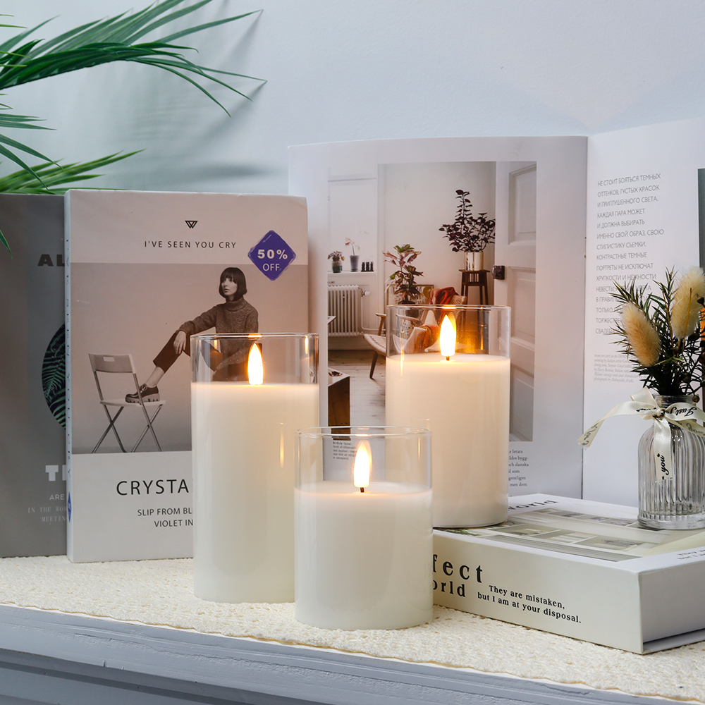 Amazon.com: JHY DESIGN Set of 3 Glass Wax Flameless Candles