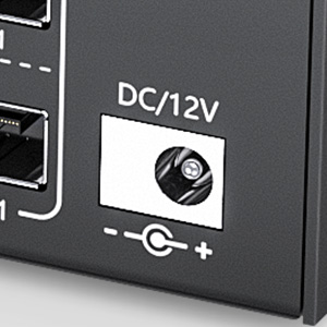 DC12V port for power supply External power supply is not required for normal USB device. DC12 power