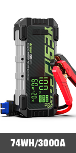 YESPER 3000A Car Jump Starter with Pre-Heat Tech 20000mAh Portable Jump Starter for 12V up to 10.0L