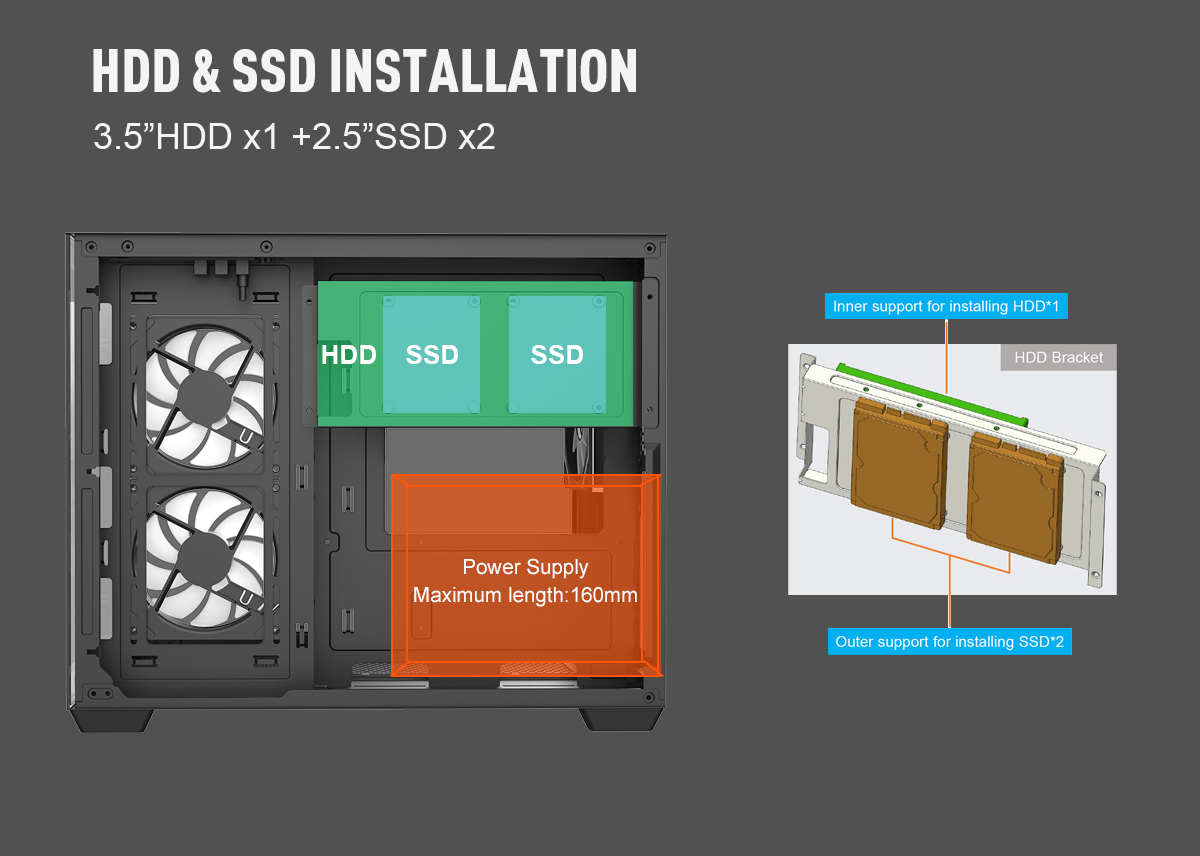 DIYPC ARGB-DC120-TM Black USB3.0 Tempered Glass Micro ATX Gaming Computer Case