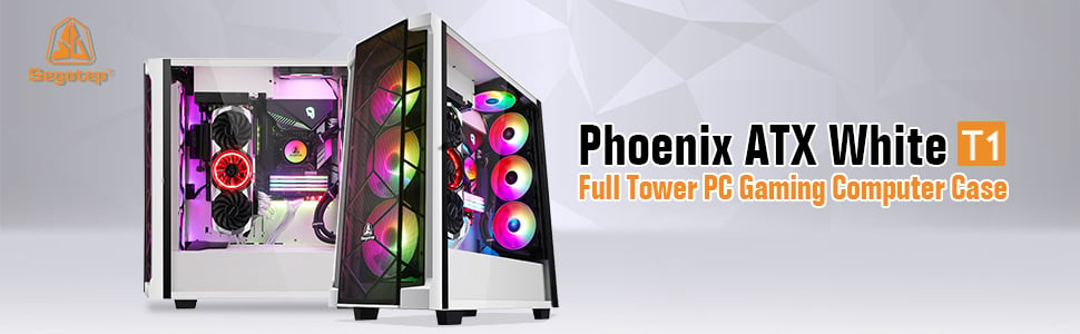 Segotep Phoenix White T1 E-ATX Full-Tower PC Gaming Case
