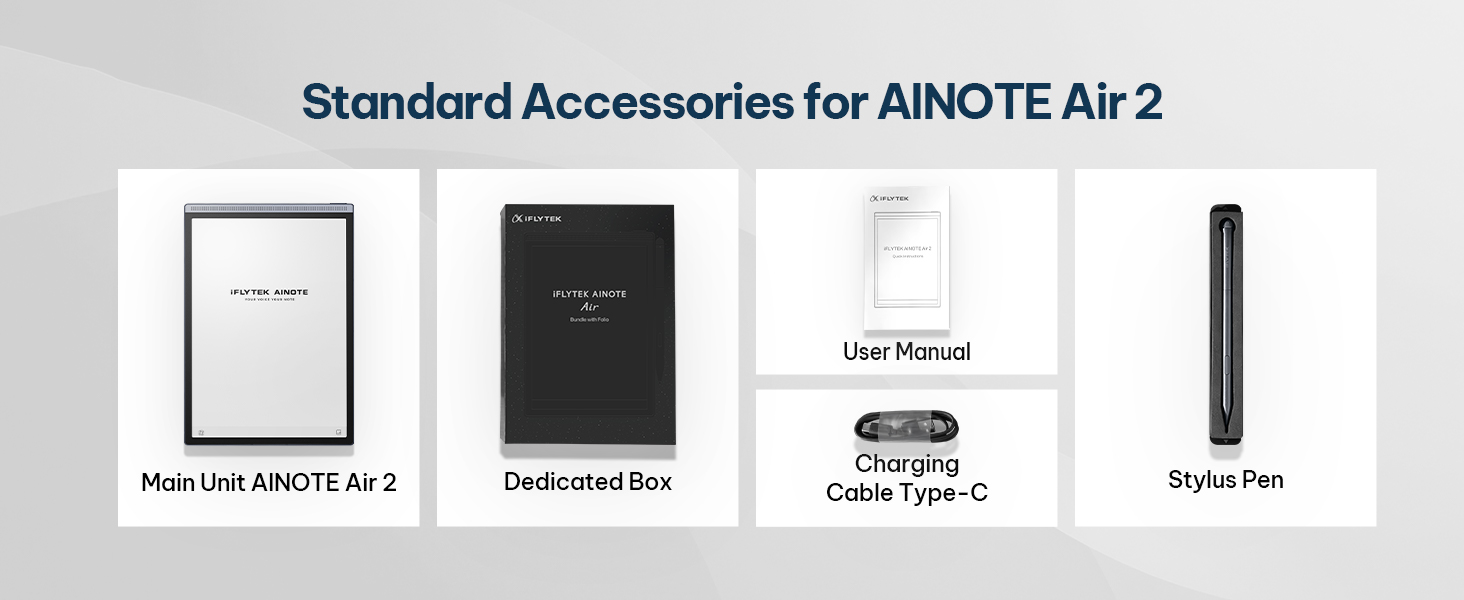 Standard Accessories for AINOTE Air 2