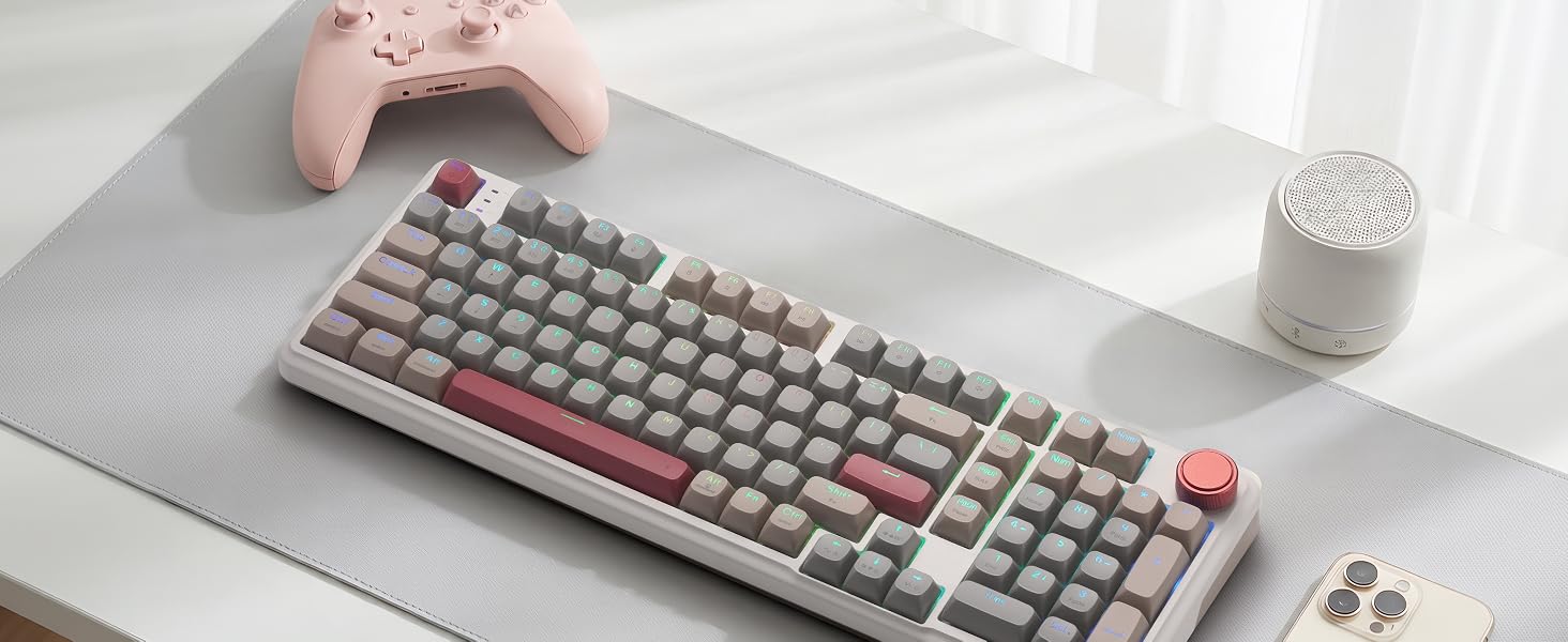 Redragon K768 PRO Wireless 100-Key Gasket Gaming Keyboard, Knob + 8000mAh | Multi-Function Control W