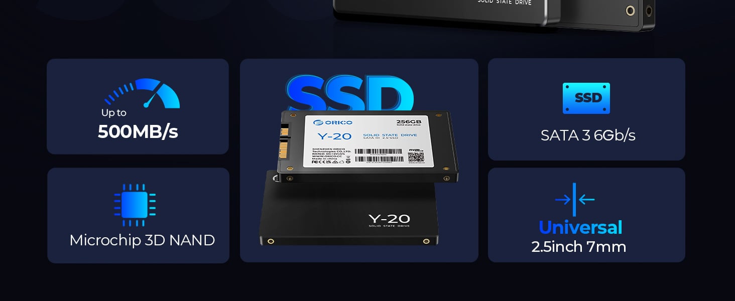 ORICO Y20 NAND SSD Hard Solid Drive- 2.5 Inch - SATA III - 6Gbps-Read Speed up to 500MB/sec, 2TB Int