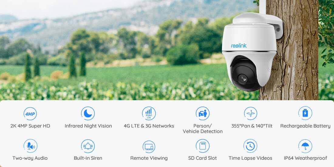 Reolink Go Detection, Battery/Solar-Powered, Night Wireless PT Smart P41 Vision, with 4MP Two-Way Series Audio 4G Camera