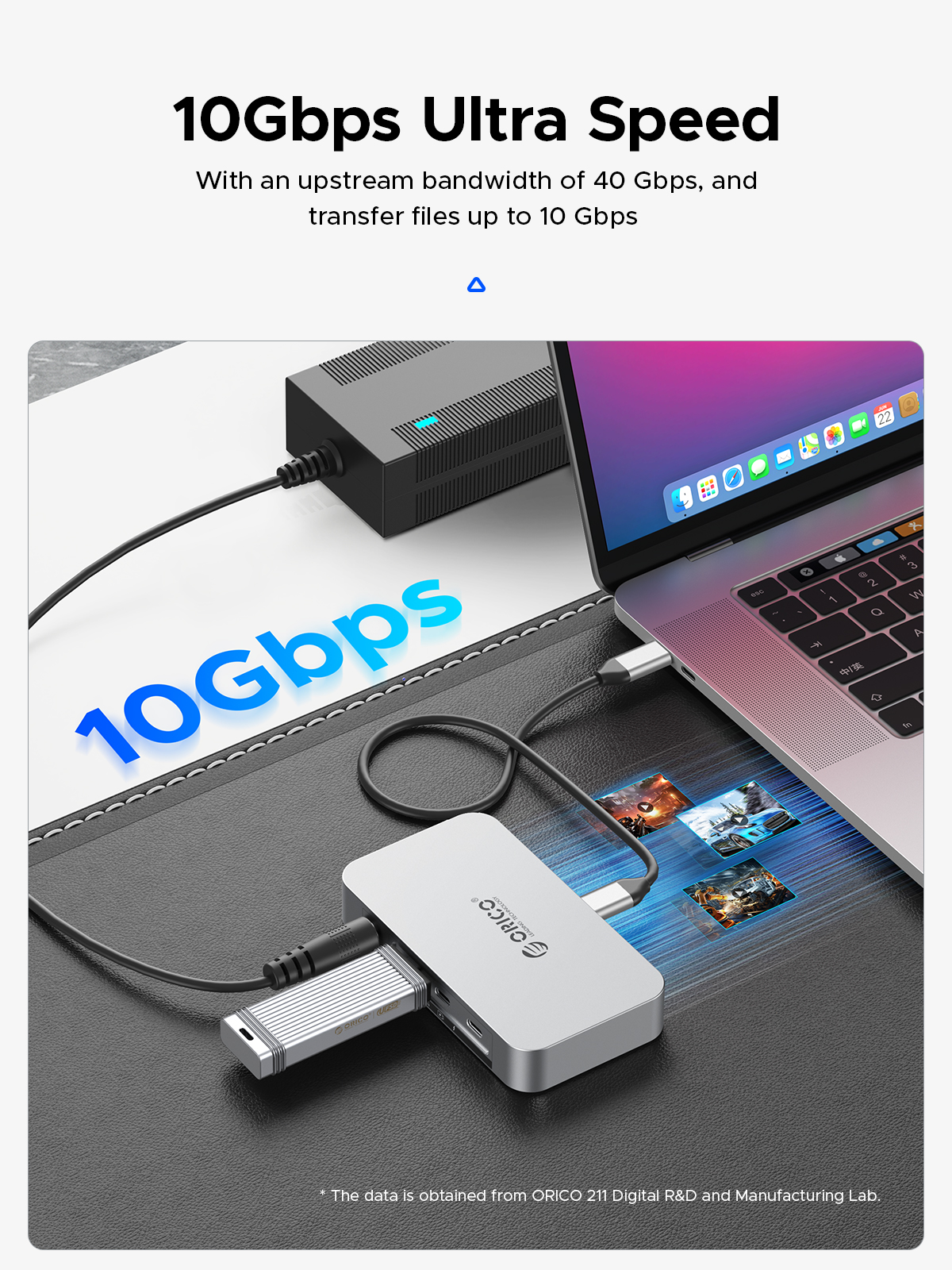 ORICO USB4 HUB 40G USB C HUB PD85W 8K@30Hz 5K@60Hz 4K@60Hz Display Support Daisy Chain Expand for Ma