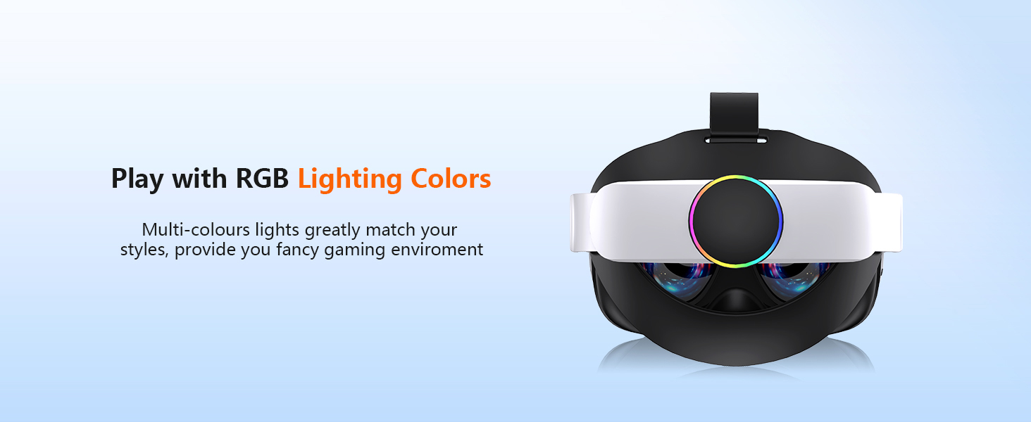 RGB VR Headset for O-cu-lus/Me-ta Quest 3/3S Head Strap with 10000mAh Battery, Rechargeable Elite St