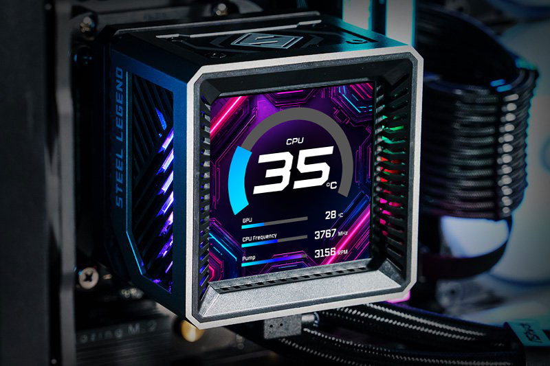 ASRock AIO Steel Legend Dark 360 LCD Liquid Cooler