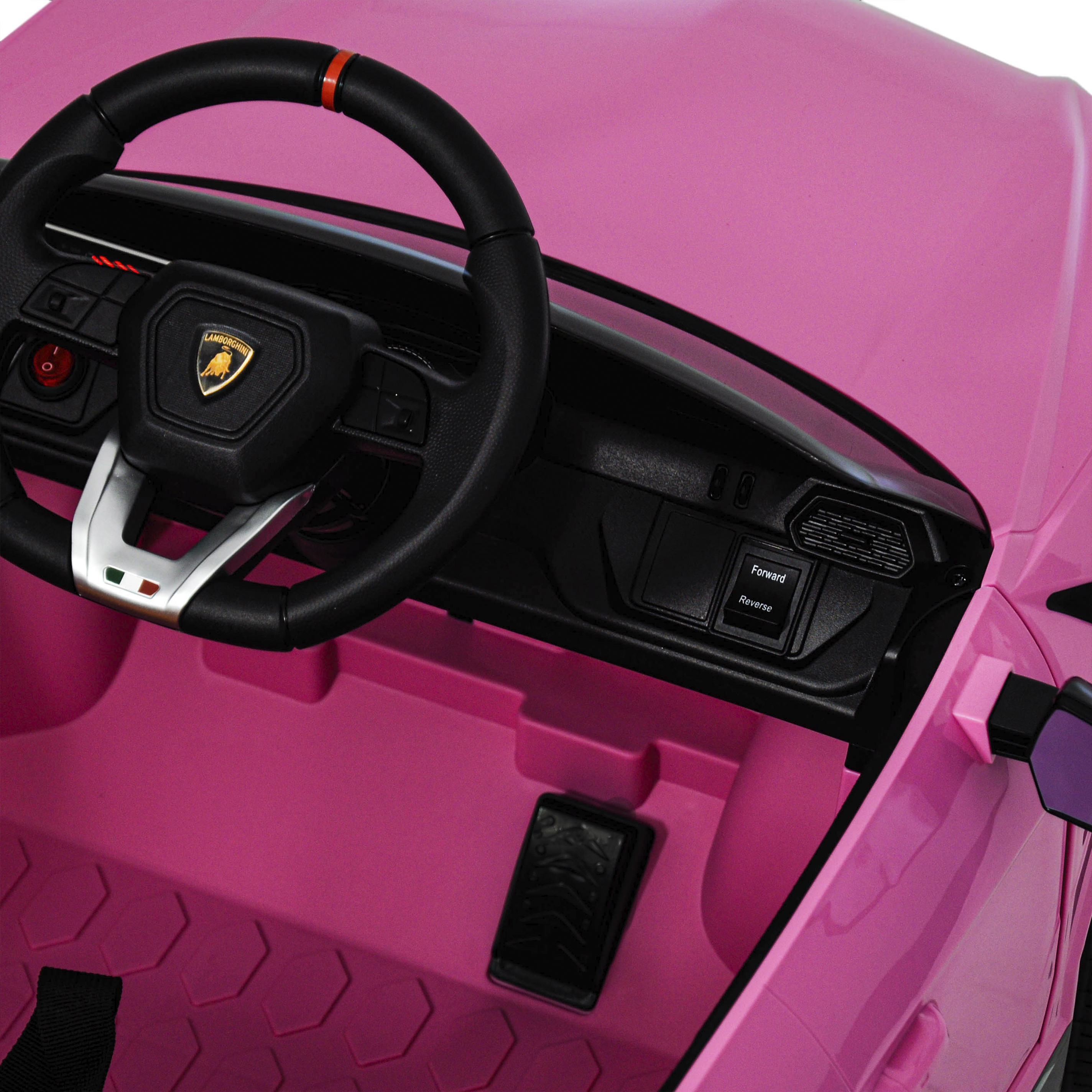 start button, forward and backward switch, light switch, lamborghini kids car