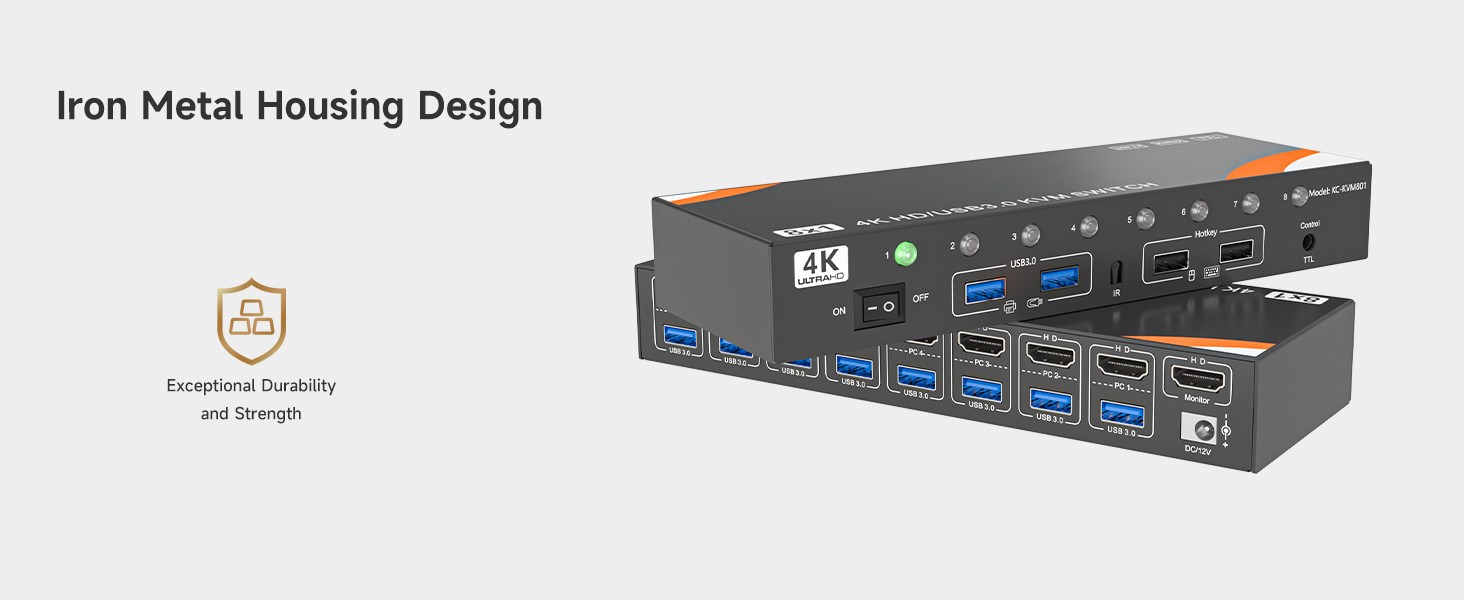 8 Computers 1 Monitor KVM Switch