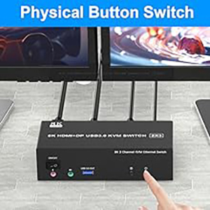 Switch by Panel button Push-button design allows for one-touch switching using a button on the KVM S