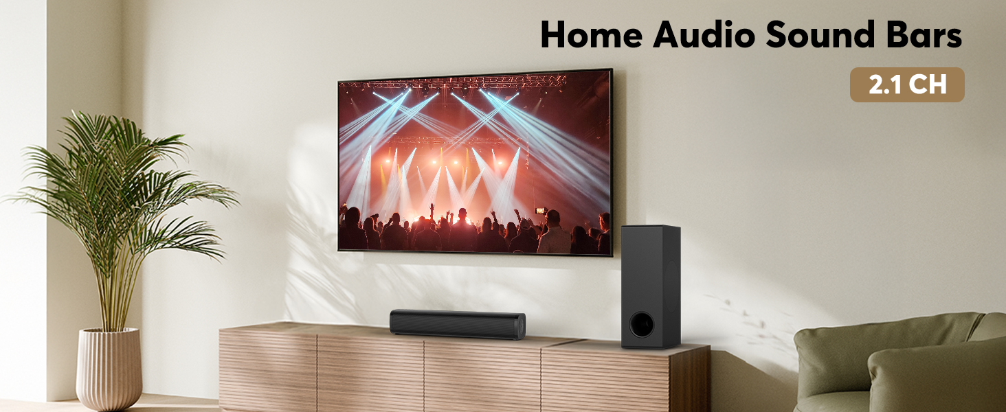 Wohome Sound Bar for Smart TV with Wired Subwoofers