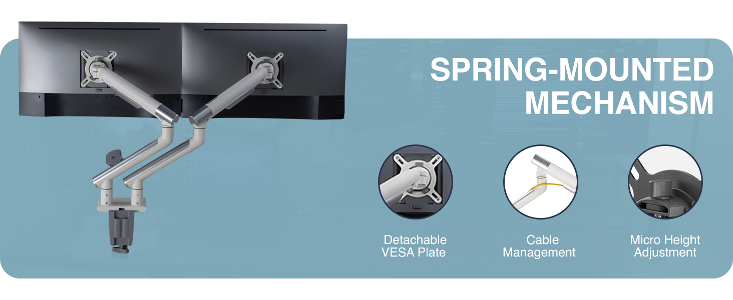 slim monitor arm, dual monitor arm, minimalist monitor mount, low-profile, VESA mount, ergonomic