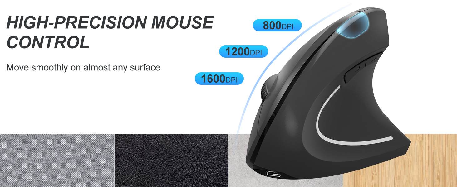 2.4GHz Rechargeable Wireless Vertical Optical Mouse with USB Receiver!