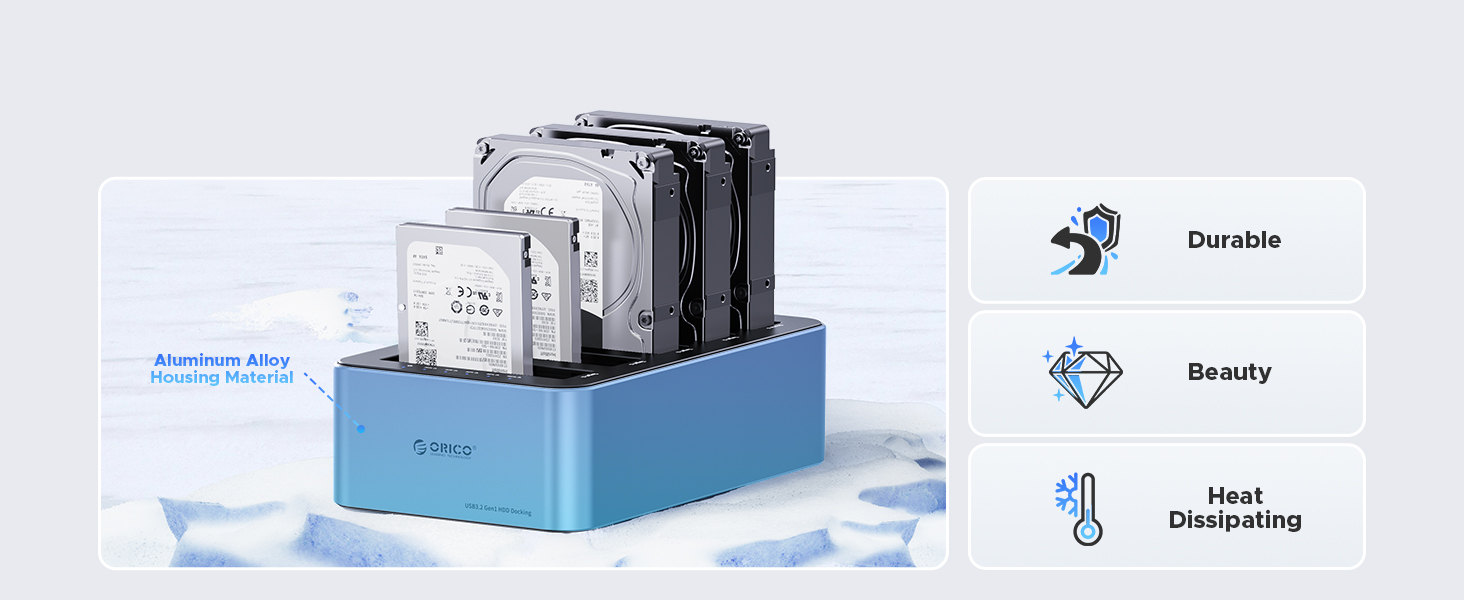 ORICO 100TB USB C to SATA I/II/III 5 Bay External Hard Drive Enclosure Docking Station for 2.5 or 3.