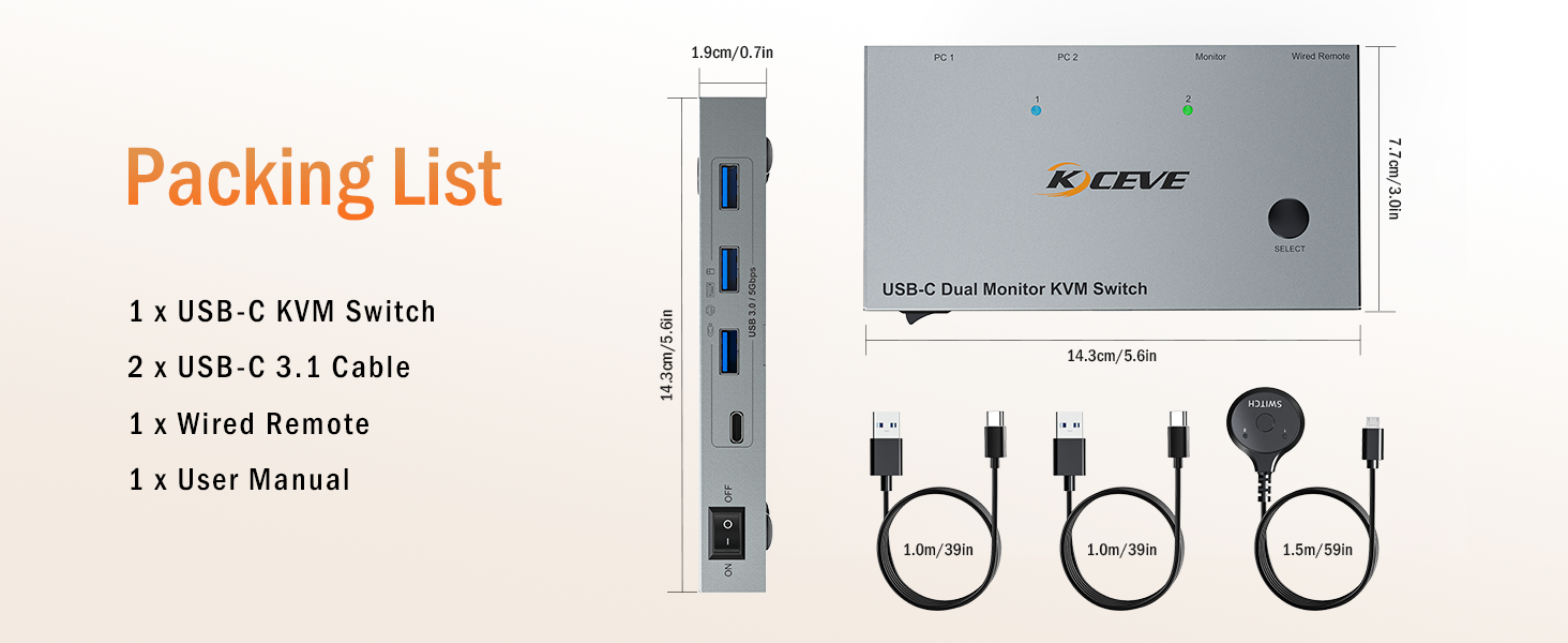 Dual Laptop USB C HDMI KVM Switch, Dual Monitor HDMI KVM Switch