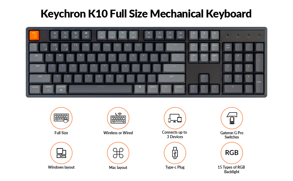 Keychron K10 Full Size Mechanical Keyboard