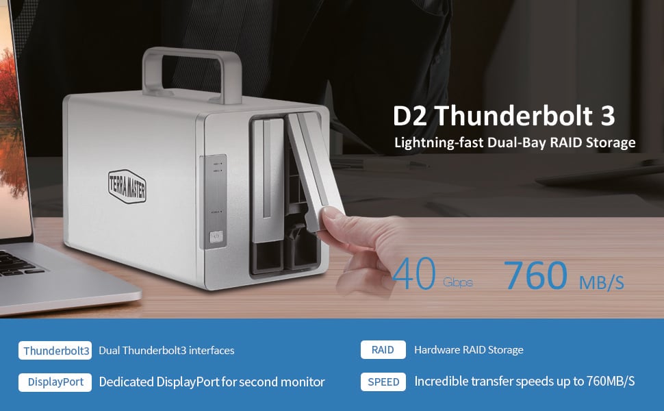 TerraMaster TD2 Thunderbolt 3 Professional-Grade 2-Bay External