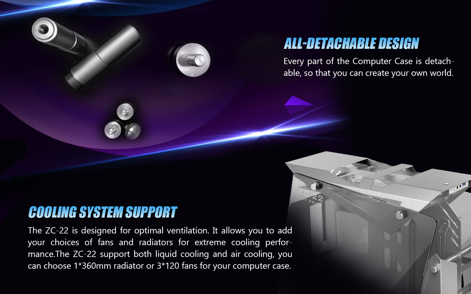 Zeaginal ZC-22 Mint Prism Tempered Glass Computer Case-Silver