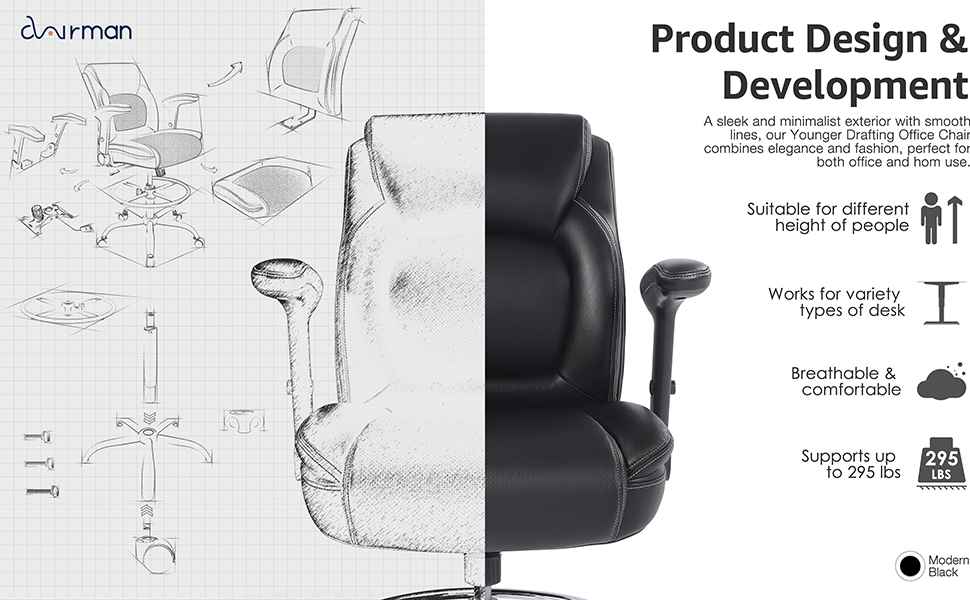 Design Draft - Drafting Chair - Office Chair - Drafting Stool
